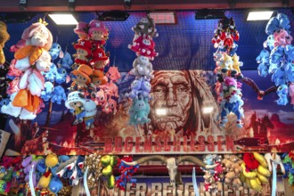 Showmen at the Erlangen Bergkirchweih, traditional twelve-day folk festival, Erlangen, Middle