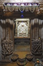 White marble statue of Mahavira in the Jain temple Chandraprabhu in the fortress in Jaisalmer,