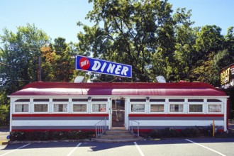 Original Diner Restaurant, decommissioned railway dining car, typical restaurant for North America,