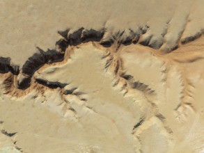 Canyon in the Tsondab Valley in the Namib Desert. Aerial view. Drone shot. Namibia