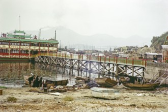 Tai Pak floating restaurant, Castle Peak, New Territories, Hong Kong, Asia, 1964