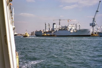 RFA Tarbatness A345 ship, Portsmouth Harbour, Portsmouth, Hampshire, England, UK 1978