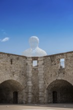 Sculpture made of letters, Le Nomade, artist Jaume Plensa, Antibes, Provence Alpes Côte d'Azur,