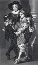 The Sons of Rubens, steel engraving after a painting by Rubens, historical, digitally restored