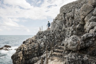 Picturesque wild hiking trail on the coast, Sentier du Littoral, Cap d'Antibes, Antibes, Provence