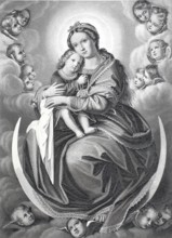 Madonna with the Infant Jesus, steel engraving after a painting by Giovanni Battista Salvi, called