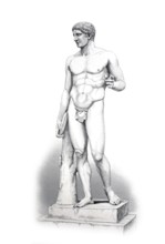 Discobolus, discus thrower, Greek statue in the Vatican, Rome, Italy, Historical, digitally