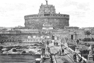 The Castel Sant Angelo, Castell Sant Angelo, in 1800, Rome, Italy, Historical, digitally restored