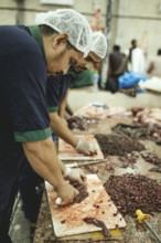Market hall, section of camel butchers, Salalah, Dhofar, Oman