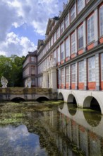 Moat with figures at the Princely Residence Palace, Palace, Palace Square, Wolfenbüttel, Lower