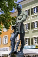 Fountain, Roman soldier, main square, Lienz, East Tyrol, Austria