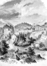 Wildbad Gastein in 1880, today Bad Gastein, Salzburger Land, Austria, digitally enhanced