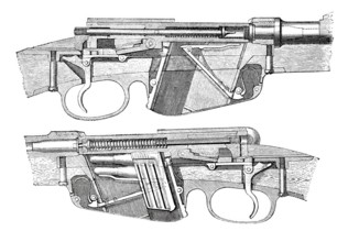 Weapons technology, magazine rifle from Austria in detail, around 1870, historical, digitally