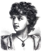 Portrait, Girl from Naples, Neapolitan, 1869, Italy, Historical, digitally enhanced reproduction of