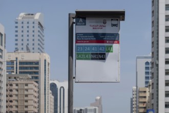 Bus stop sign, Abu Dhabi, United Arab Emirates