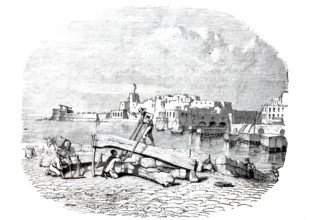 Castel Nuovo in 1880, often called Maschio Angioino, is a castle in Naples, Italy, digitally