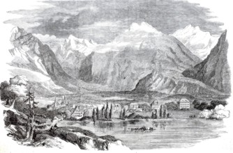 Interlaken in 1880, Canton of Bern, Switzerland, digitally enhanced reproduction from a 19th