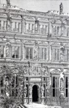 Detail of the façade of the Otto Heinrich House in Heidelberg, 1880, Germany, digitally enhanced