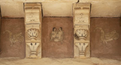 Wall painting in the Amber Fort or fortress, Kamasutra depiction, Jaipur, Rajasthan, India