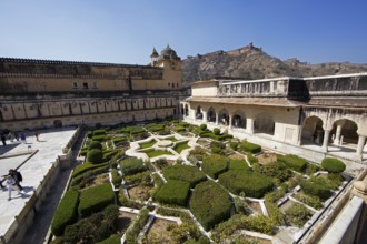 Gardens in the Amber Fort or fortress, Jaipur, Rajasthan, India