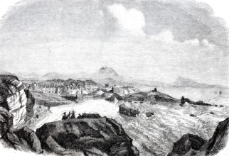 View of Biarritz from the lighthouse, 1870, France, digitally enhanced reproduction from a 19th