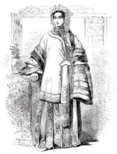 Noble lady from China in elegant traditional costume, Chinese woman, around 1875, digitally