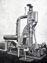 Steam engine, Bietvir engine, historical, digitally enhanced reproduction of a 19th century model