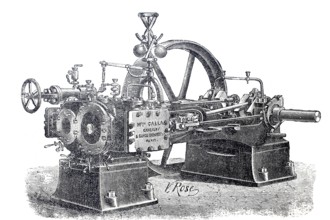Steam engine, compound engine by Chaligny and Gupot-Sionnest without condenser, around 1870,