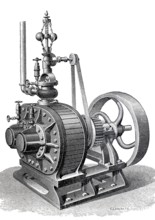 Steam engine, rotating machine, developed by Behrens, historical, digitally enhanced reproduction