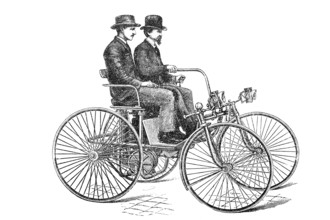 Motorised bicycle according to Lieckfield, steel wheel carriage, Daimler, historical, digitally