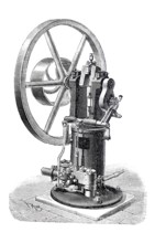 Gas engine, engine after Koerting-Lieckfeld, around 1887, historical, digitally improved