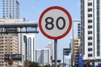 Speed limit sign Eighty