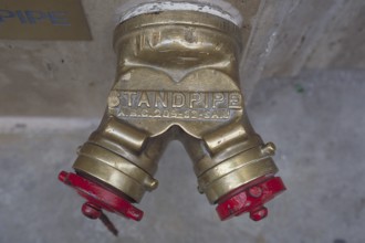 Standpipe, hydrant at a residential building, Manhattan, New York City, USA