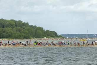 People watching the windjammer parade, Kieler Woche, Kiel Fjord, Kiel, Schleswig-Holstein, Germany