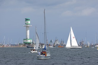 Sailing boats, Kieler Woche, Kieler Förde, lighthouse, Friedrichsort, Kiel, Schleswig-Holstein,