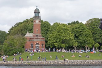 Old lighthouse, spectator, Kieler Woche, Holtenau, Kiel, Schleswig-Holstein, Germany
