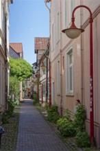 The Giebelgasse in the historic old town of Rinteln. Lower Saxony, Germany