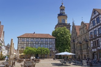 The market square in the historic old town of Rinteln. Lower Saxony, Germany