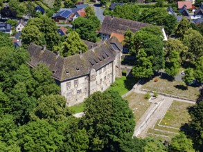 Dringenberg Castle is a medieval hilltop castle in Dringenberg in the district of Höxter. It was