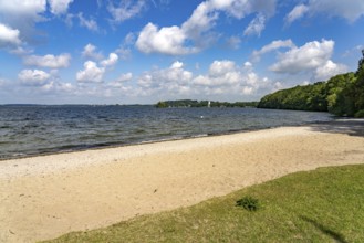 Prinzeninsel beach in the GroÃŸer Plöner See near Plön, Schleswig-Holstein, Germany
