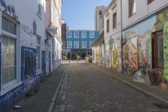Residential street in the Ostertor quarter a popular residential area, eastern suburb, Wilhelminian