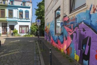 Residential street in Ostertor quarter a popular residential area, eastern suburb, Wilhelminian