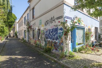 Residential street in the Ostertor neighbourhood a popular residential area, eastern suburb,