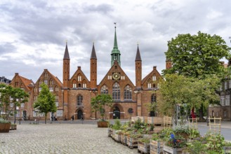 Geibelplatz and Heiligen-Geist-Hospital in the Hanseatic city of LÃ¼beck, Schleswig-Holstein,