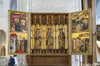 Altar of the Stecknitzfahrer in the interior of LÃ¼beck Cathedral, Hanseatic City of LÃ¼beck,