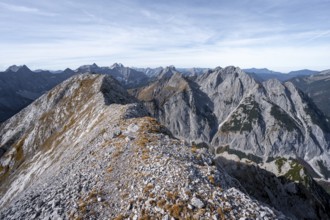 Mountain panorama, ridge of the Gamsjoch, transition to the main summit of the Gamsjoch, behind
