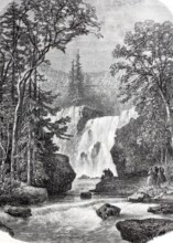 The waterfall of Geroldsau in 1870, Northern Black Forest, District of Baden-Baden,