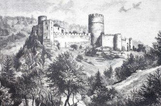 Hartenstein Castle in 1870, Kremstal, Waldviertel, Lower Austria, Austria, Historical, digitally
