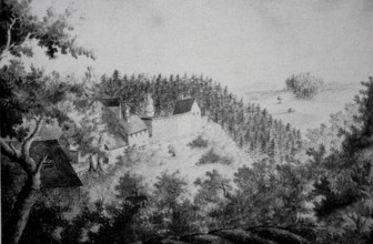 GrÃ¼nsberg Castle near Altdorf in the Nuremberg region in the Middle Ages, Middle Franconia,