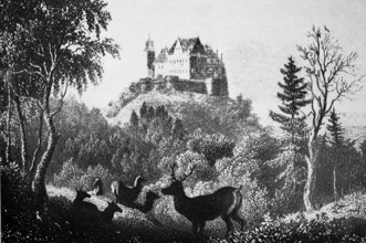 Callenberg Castle in the district of Coburg in the Middle Ages, Upper Franconia, Bavaria, Germany,